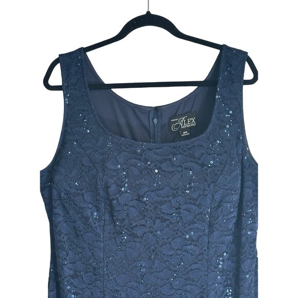 Alex Evenings 18W Tea Length Dress Square Neck Embroidered Lace MOB - Picture 5 of 12